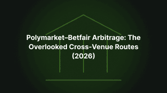 Polymarket and Betfair arbitrage article cover showing a cross-venue route